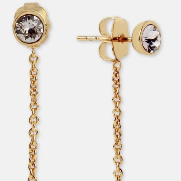 Coach earrings with crystal stud and hanging ladybug - Picture 2 of 6